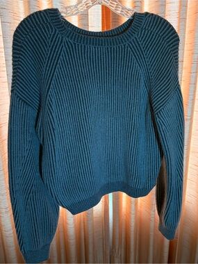 Tilly's Dark Teal Ribbed Crewneck Sweater